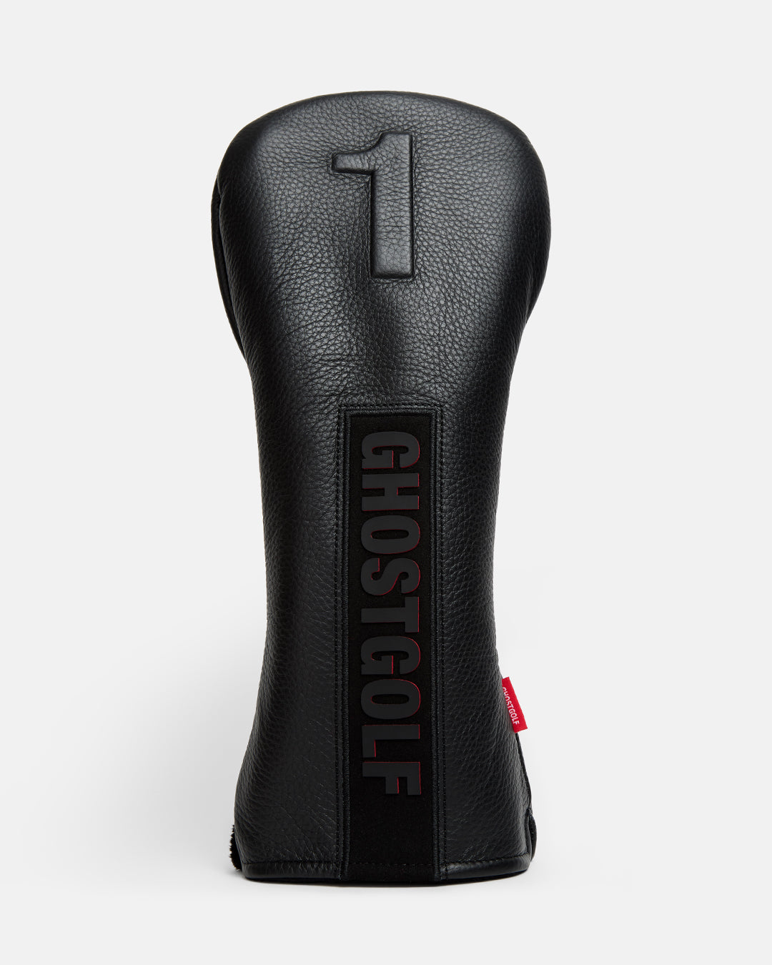 Front Product Shot of Ghostgolf Blackout Driver Head Cover with the number 1 on the top the logo ghost golf going vertically down #size_driver