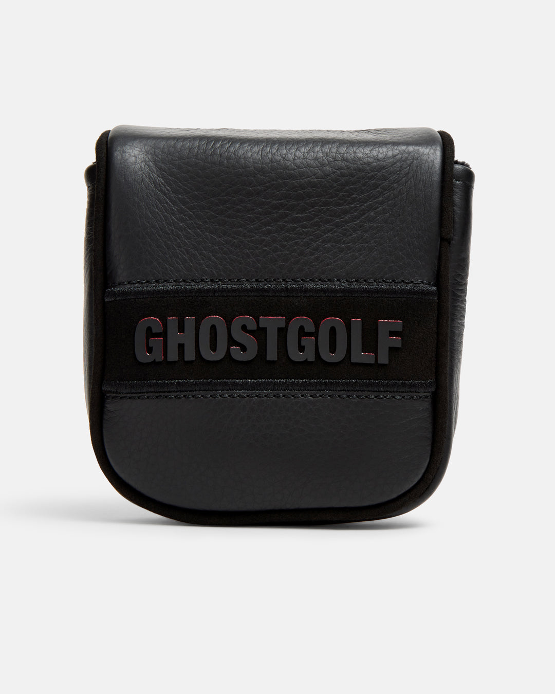 Front Product Shot of Ghostgolf Blackout Mallet Putter Cover with the the logo ghost golf in the middle #color_black