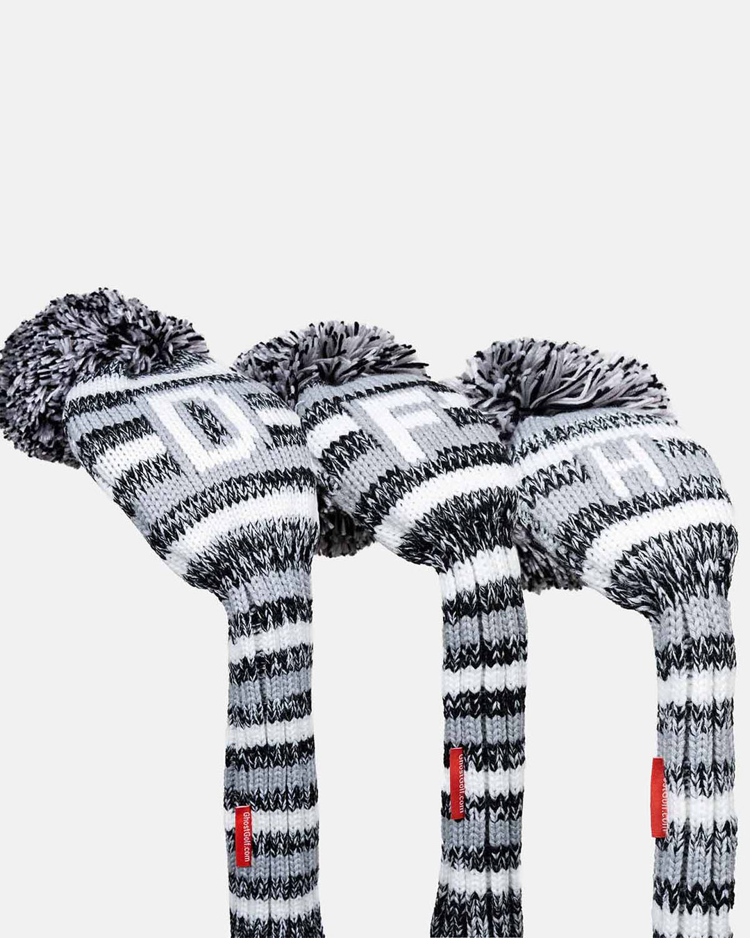Ghost Golf Knit Head Cover Grey Striipe Driver Fairway Hybrid