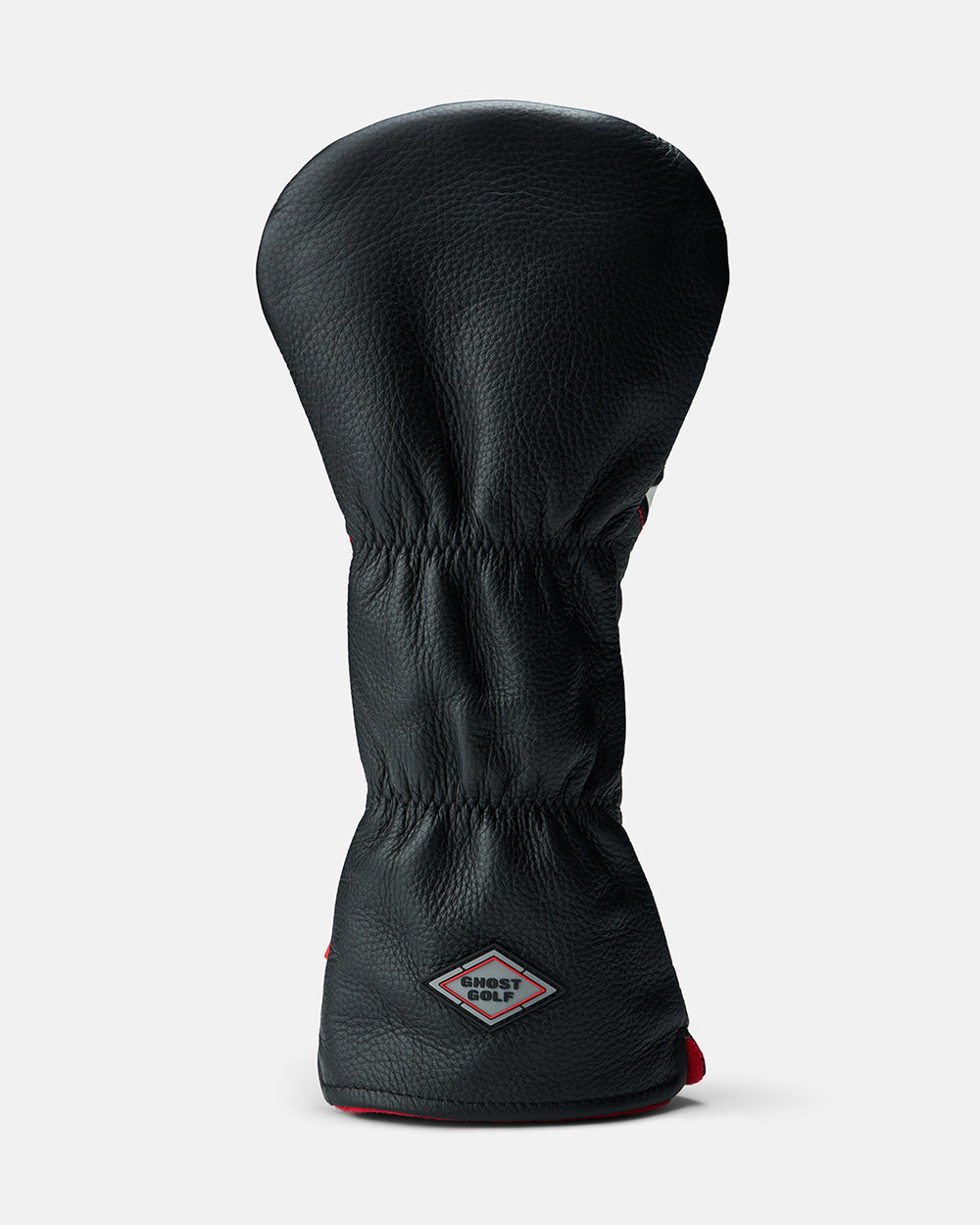 Back product view of the Black-Grey
Katana Driver Head Cover featuring Ghost Golf Logo centered within the lower diamond detail. #size_driver