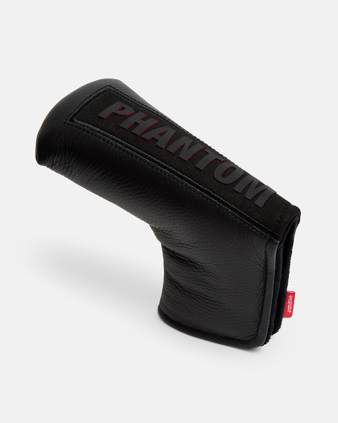 Left View of Phantom Blackout Blade Putter Cover with the word phantom on top #color_black