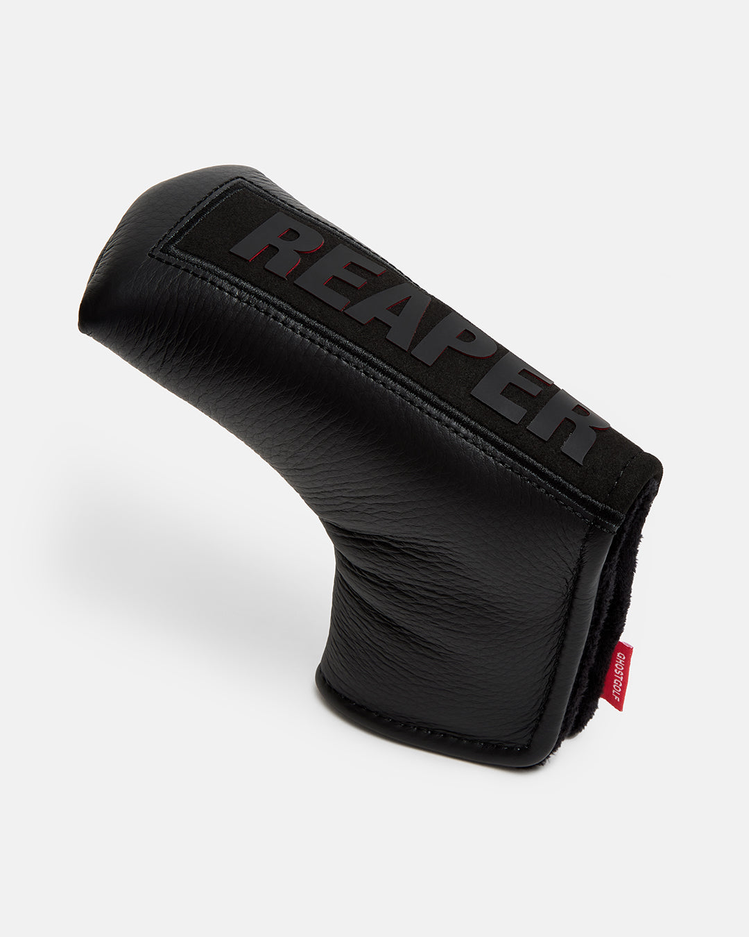 Left View of Reaper Blackout Blade Putter Cover with the word reaper on top #color_black