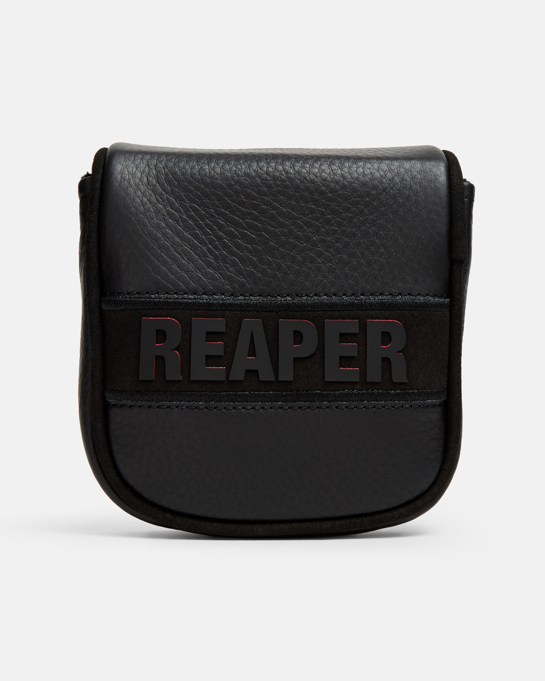 Front View of Reaper Blackout Mallet Putter Cover with the word reaper in the middle #color_black