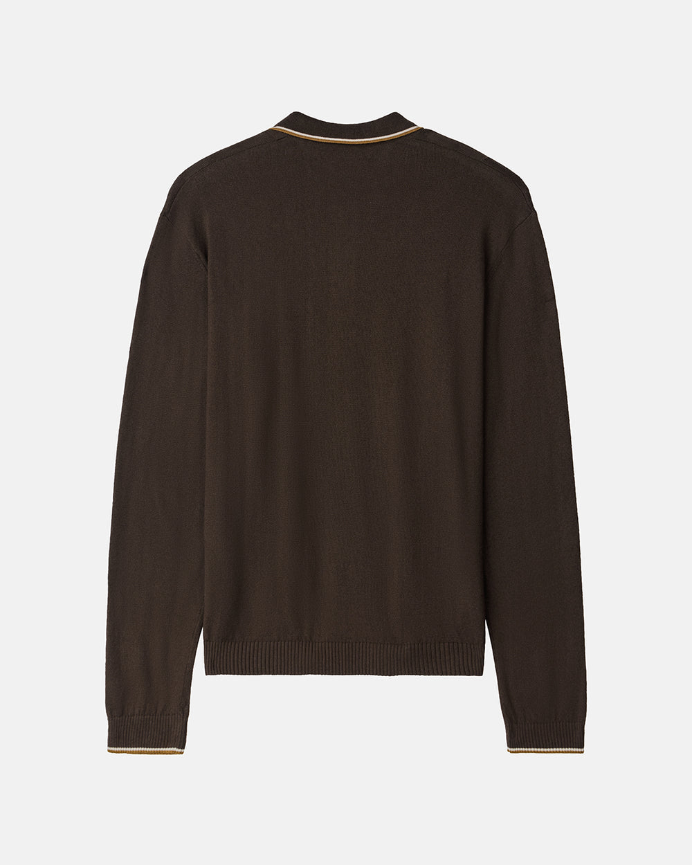 Back product shot of Dark Chocolate Rebel LS Sweater Polo #color_dark-chocolate