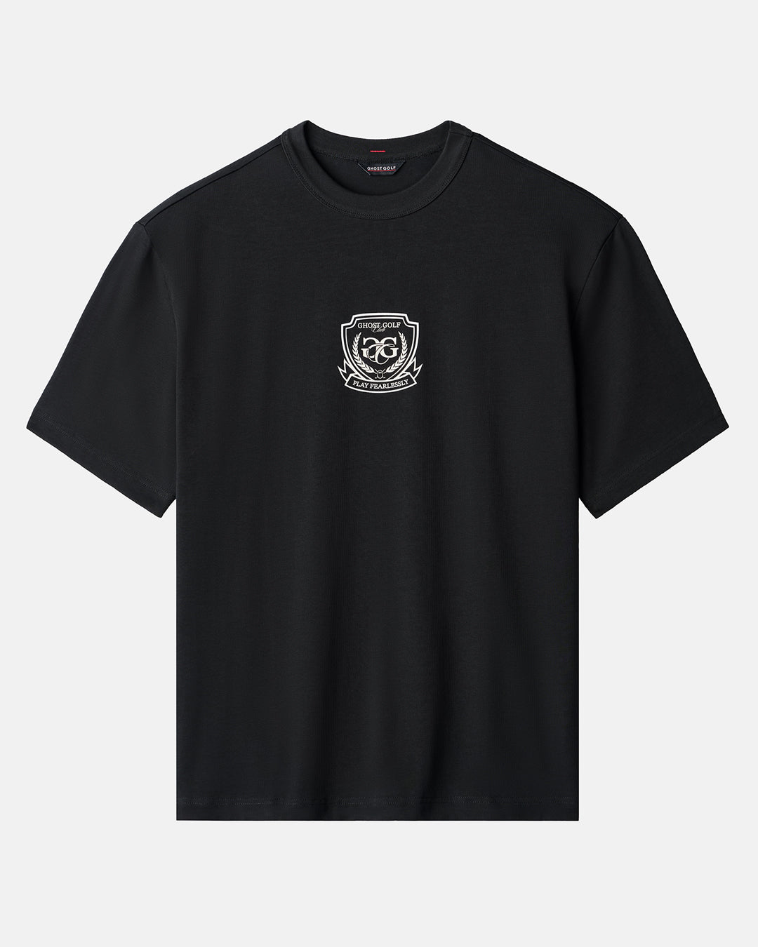 Front Product shot of Black Rebels Bandana T-Shirt with ghost golf graphic on the front of the t-shirt #color_black