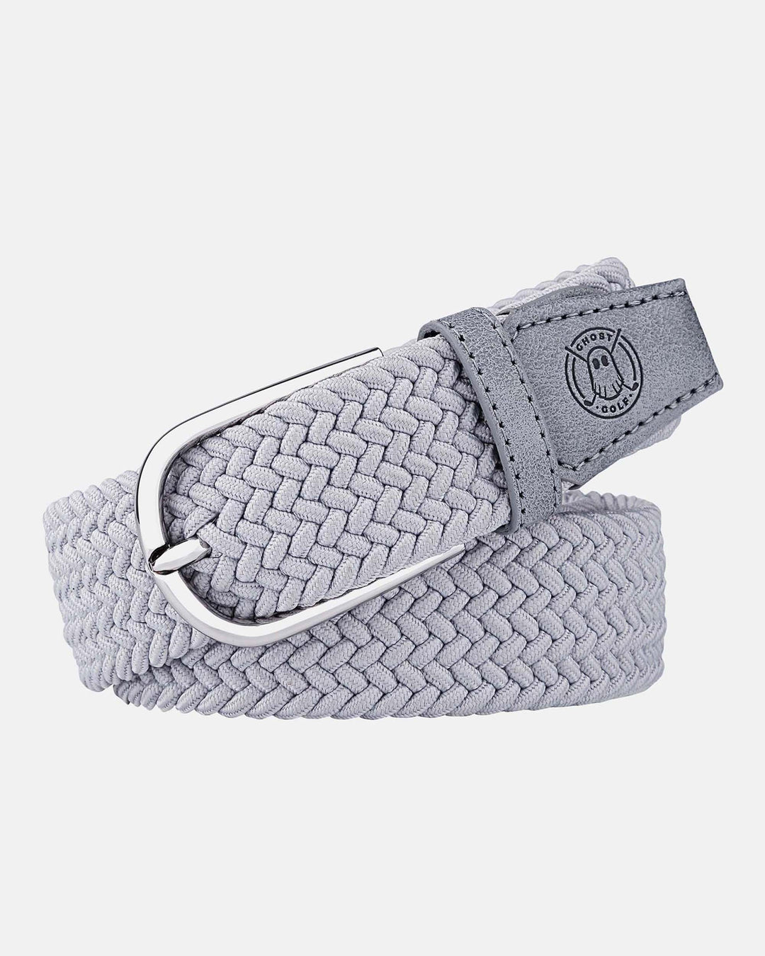 Ghost Golf Grey Belt with Rounded Steel Buckle and Grey Leather Tail 