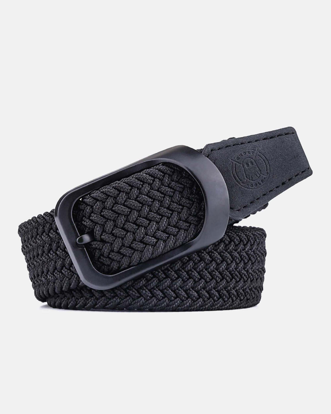 Ghost Golf Black Belt with Black Buckle and Black Leather Tail