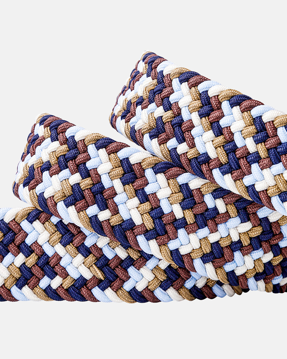 Ghost Golf Dark Brown/Navy Blue/Khaki Multi Color Belt with Rounded Steel Buckle and Dark Brown Leather Tail