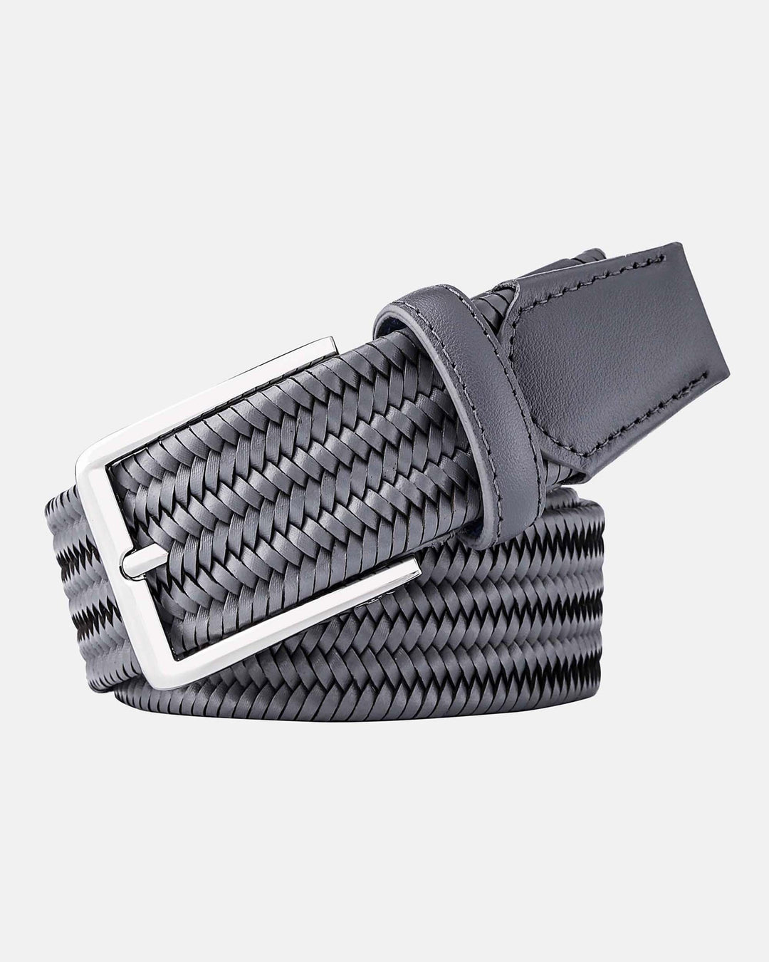 Gray Regenerated Italian Leather Belt with Custom Steel Buckle