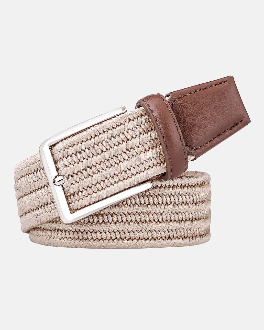 Ghost Golf Sam Belt Khaki Belt with Silver Buckle and Tan Brown Leather Tail